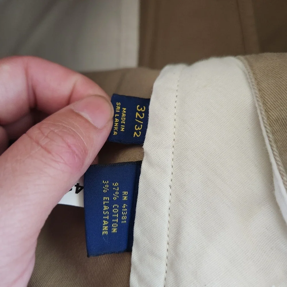 Lot 3 Polo Ralph Lauren Mens 32x32 Stretch Chino Pants Khaki Tan Straight Classi